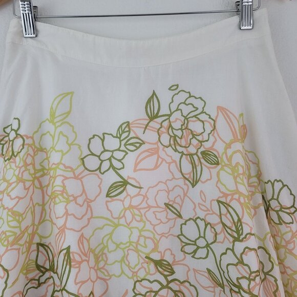 VTG USA Womens Pastel Garden Floral Midi Skirt Sz 4 Lined Cottagecore Coquette - Picture 2 of 11